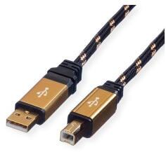Roline USB-A apa - USB-B apa kábel 3m fekete-arany (11.02. 8803-10) (11.02.8803-10)