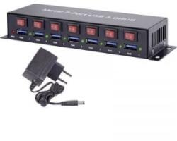 Renkforce USB 3.0 HUB, fém, kapcsolható, 7 portos, Renkforce (RF-3269622)