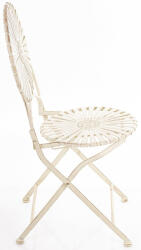 Art-Pol Összecsukható koptatott krémfehér fém kerti szék kerek ülőfelülettel és háttámlával 91x37x50cm (164985)