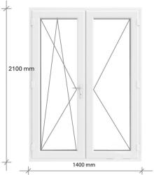 Decco 140x210 Kétszárnyas Erkélyajtó Középen felnyíló + Bukó - Nyíló kivitelben