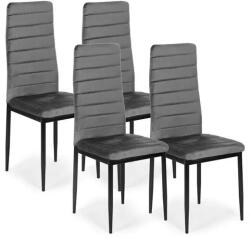 4 db szürke velvet étkezőszék kontúros háttámlával, fekete fém láb (VELVET4SZARY4)