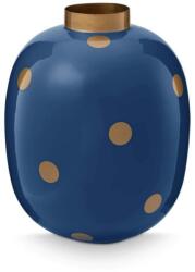 Pip Studio Dekoratív váza, fém, Pip Studio, Dots Navy/Gold, 32 cm, Dot Delight kollekció