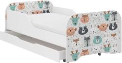  MIKI gyerekágy 140x70cm matraccal és ágyneműtartóval - erdei állatkák