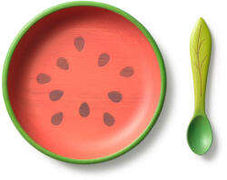 Oli&Carol tányér és kanál szett - Wally a dinnye (W-PLATE-WATERMELON)
