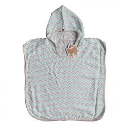 Xkko bambusz muszlin poncho - Chevron Mint (BMBPN0601)