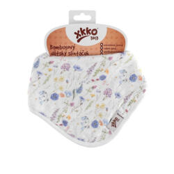 Xkko Bambusz-pamut előke - Kék virágok (BMBBND057)