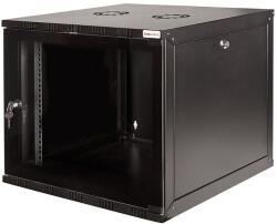 LogiLink Fém szekrény 19 hüvelykes Logilink 9U W09A40B, acél 1, 5 mm, maximális terhelhetőség 50 kg, fekete