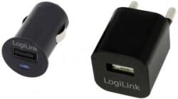 LogiLink USB autós töltő + hálózati adapter fekete (PA0076) (PA0076)