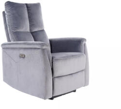 SIGNAL MEBLE Neptun Elektromos Bársony Relax Fotel Szürke USB-csatlakozóval (NEPTUNVSZ)