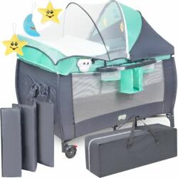  Baba utazóágy pelenkázóasztallal, szürke-zöld (STERN-SDH441)
