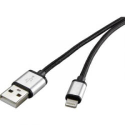 Renkforce USB 2.0 Csatlakozókábel [1x USB 2.0 dugó, A típus - 1x Apple Dock dugó Lightning] 3.00 m Sötétszürke Gesleeved (RF-4683966)