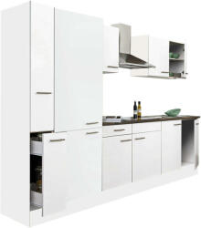 Leziter Yorki 300 konyhablokk fehér korpusz, selyemfényű fehér fronttal polcos szekrénnyel (L300FHFH-PSZ)