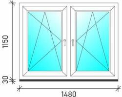  150×120 Tokosztott nyb/nyb műanyag ablak