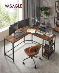 VASAGLE Rusztikus barna íróasztal 138 x 138 x 76 cm (LWD72X)