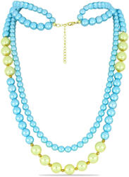  Arannyal Bevont Ezüst Nyaklánc Kék színű Édesvízi Gyönggyel és Barackszínű Édesvízi Gyönggyel, Y59341