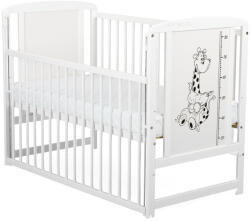 BabyNeeds - Patut din lemn Timmi Girafa 120x60 cm, Cu laterala culisanta, Din lemn de pin si mdf, Stabil si rezistent, Inaltime (BOTIMG03AL)