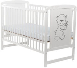 BabyNeeds - Patut din lemn Timmi 120x60 cm, Din lemn de pin si mdf, Stabil si rezistent, Inaltime saltea reglabila pe 3 nivele, (BOTIM01AL)