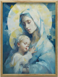  VÁSZON FESTMÉNY MÁRIA JÉZUSBABÁVAL VÁSZON 50x70 CM