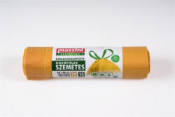 Mazzini Szemeteszsák, újrahasznosított, húzófüles, 70 l, 15 db, 64x70 cm, 18 , , sárga (KHK916) (KHK916)