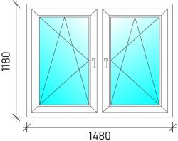  150x120 Tokosztott nyb/nyb műanyag ablak