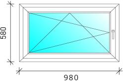  100x60 Bukó-nyíló műanyag ablak
