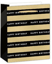  Dísztasak matt 11x14 cm fekete/arany Happy Birthday (370574)