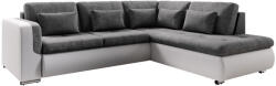 Tempo Kinyitható ülőgarnitúra, fehér/szürke, jobbos, FURUD L ROH