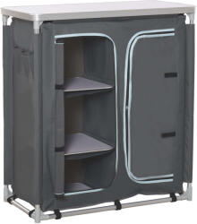 Outsunny dupla kemping konyhaszekrény, 3 polc, hordtáska, alumínium, 96Lx49.5Px104cm, szürke