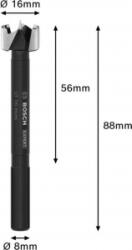 Bosch Forstner fúró 16 mm Teljes hossz 88 mm 1 db (2608901825) (2608901825) - aqua