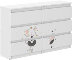  Ifjúsági 6 fiókos Komód 120cm - egérke