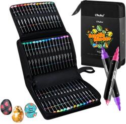  Akril festék jelölők, kettős hegyű, vízálló és fényálló, 60 normál szín