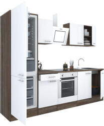 Leziter Yorki 270 konyhablokk yorki tölgy korpusz, selyemfényű fehér front alsó sütős elemmel alulfagyasztós hűtős szekrénnyel (L270YFH-SUT-AF)