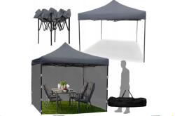 MalTec Kerti sátor pavilon, Maltec, Sunwaal 3x3, Vízálló, 3 fal, Állítható magasság 280-310 cm, 6 elemes készlet, Szürke szín