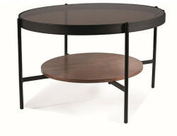 Signal Prima B Kerek Dohányzóasztal Edzett Borostyán Üveg Diófa Fekete (PRIMABBUORC)