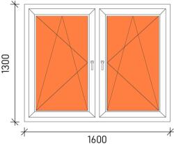  160×130 Tokosztott műanyag ablak 3 rétegű üveggel