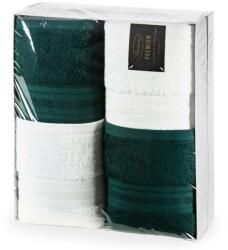 Eurofirany Elen törölköző készlet 2 db 50x90 + 2 db 70x140 krémzöld sötét ajándékkészlet 550g/m2 T/0749 Eurofirany