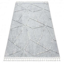  Kab. Szőnyeg SEVILLA Z791C mozaik szürke / csík fehér Rojt BERBER shaggy 160x220 cm