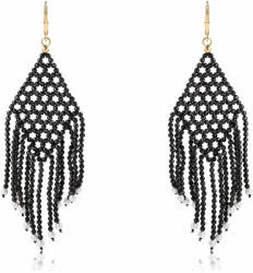  Aranyozott Ezüst Fülbevaló Fekete Spinellel és Édesvízi Gyönggyel