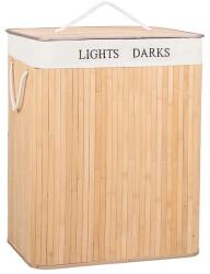 Springos bambusz Szennyeskosár, 2 rekeszes, 100L - Barna, Fehér (HA0032)