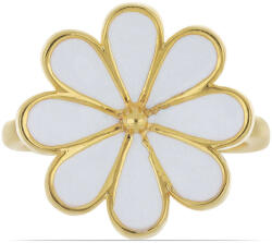  Virág Gyűrű - Aranyozott Ezüst - Fehér Tűzzománc