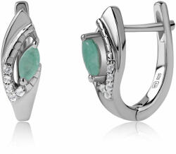  Ezüst Fülbevaló - 0.43 Karátos Brazil Smaragddal és Fehér Topázzal