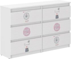 Ifjúsági 6 fiókos Komód 120cm - Boho maci - fehér
