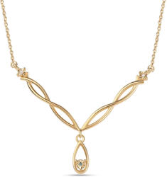  Arannyal Bevont Ezüst Nyaklánc Kék Gyémánttal és Fehér Gyémánttal, ROS670