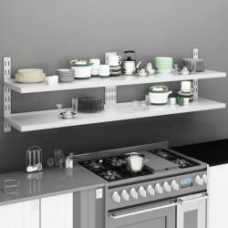  2 db kétszintes rozsdamentes acél fali polc 200 x 30 cm