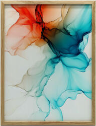  Płynne Kolory: Czerwono-Turkusowa Abstrakcja, 70x100 cm, rama aluminiowa czarna, papier matowy 230 gsm