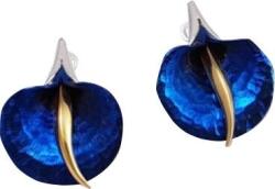  Ezüst Kála Fülbevaló Kék Titán Szirmokkal - Kézzel Készített