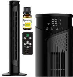  Carruzzo toronyventilátor távirányítóval, 45 W, időzítő, ionizáció, Illatosító tartály olajjal együtt, fekete
