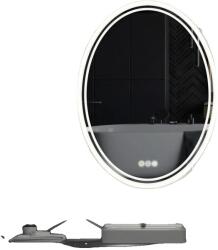  Ovális fürdőszoba LED-tükör, tompítható fényerő, zsírgátló funkció, 60x80cm (24x32 hüvelyk)