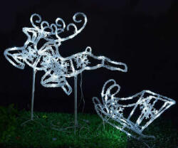 Somogyi Elektronic XMAS KDA 77 kültérre LED-es ugró szarvasok szánkóval 120led 120cm x 100cm színes LED