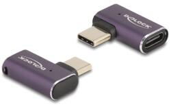 Delock Adaptor USB 40 Gbps USB Type-C PD 3.1 240 W cu mufă - cu manșon, curbat stânga / dreapta 8K 60 Hz metal